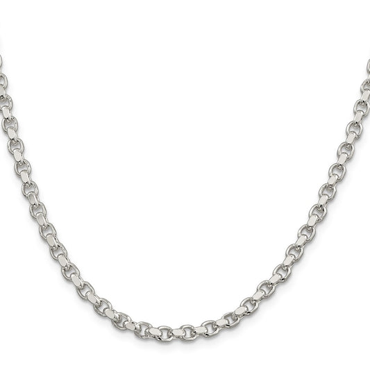 Sterling Silver 4mm Diamond-cut Rolo Chain Necklace