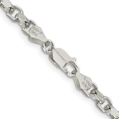 Sterling Silver 4mm Diamond-cut Rolo Chain Necklace