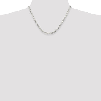 Sterling Silver 4mm Diamond-cut Rolo Chain Necklace