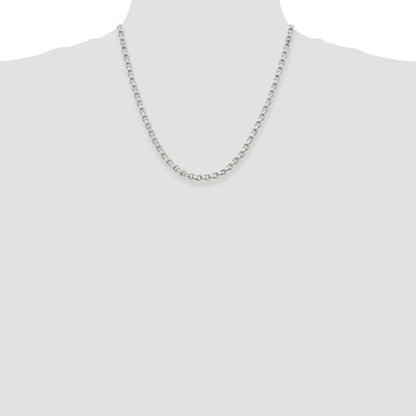 Sterling Silver 4mm Diamond-cut Rolo Chain Necklace