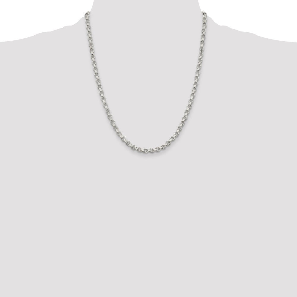 Sterling Silver 4mm Diamond-cut Rolo Chain Necklace