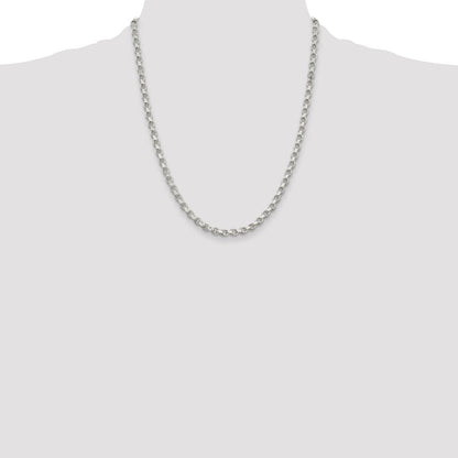 Sterling Silver 4mm Diamond-cut Rolo Chain Necklace