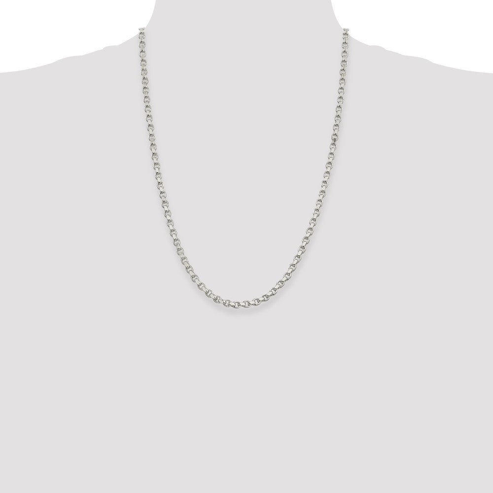 Sterling Silver 4mm Diamond-cut Rolo Chain Necklace