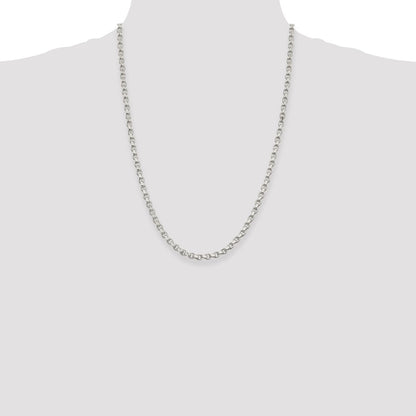 Sterling Silver 4mm Diamond-cut Rolo Chain Necklace