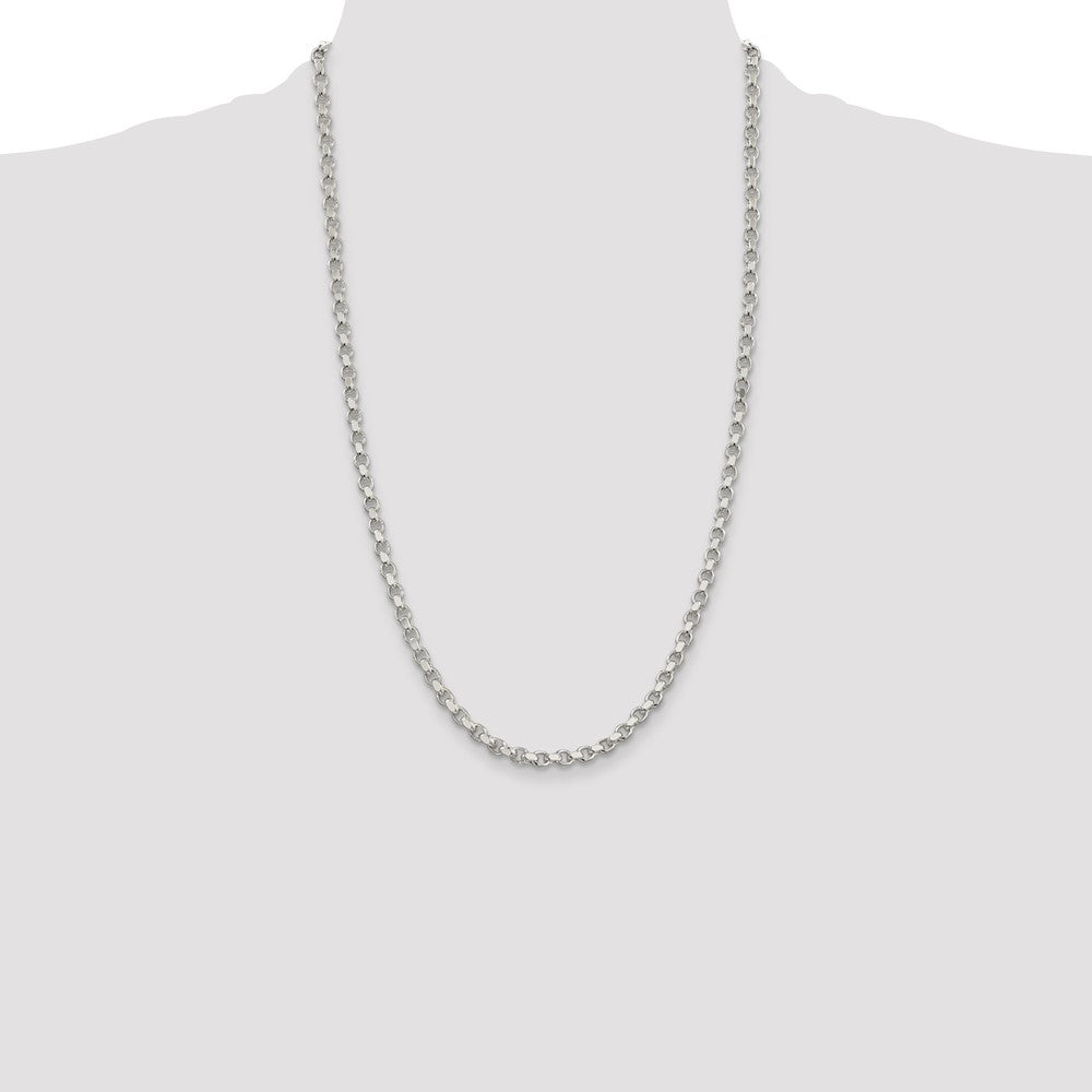Sterling Silver 4mm Diamond-cut Rolo Chain Necklace