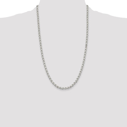 Sterling Silver 4mm Diamond-cut Rolo Chain Necklace