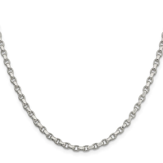 Sterling Silver 3.5mm Diamond-cut Rolo Chain Necklace