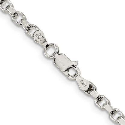 Sterling Silver 3.5mm Diamond-cut Rolo Chain Necklace
