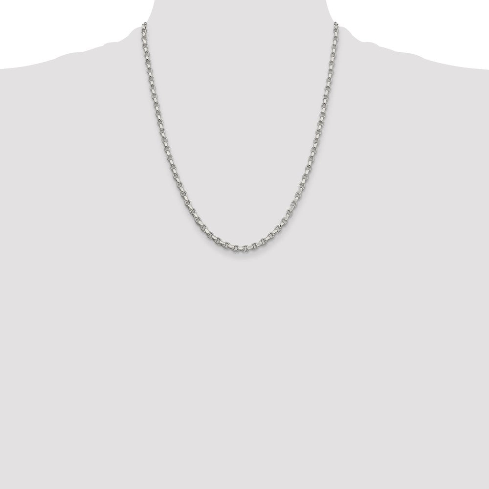 Sterling Silver 3.5mm Diamond-cut Rolo Chain Necklace