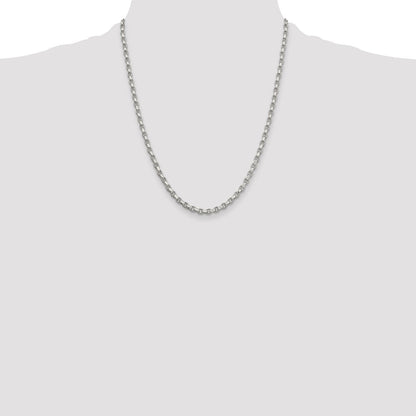 Sterling Silver 3.5mm Diamond-cut Rolo Chain Necklace