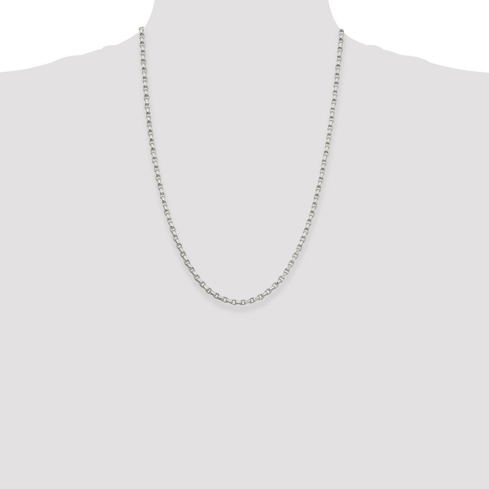 Sterling Silver 3.5mm Diamond-cut Rolo Chain Necklace