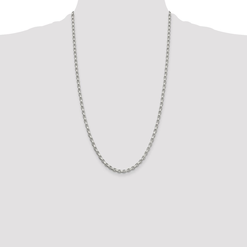 Sterling Silver 3.5mm Diamond-cut Rolo Chain Necklace