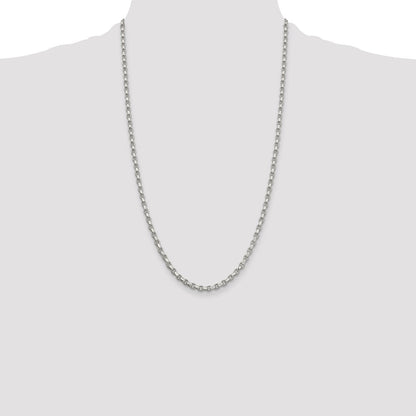Sterling Silver 3.5mm Diamond-cut Rolo Chain Necklace