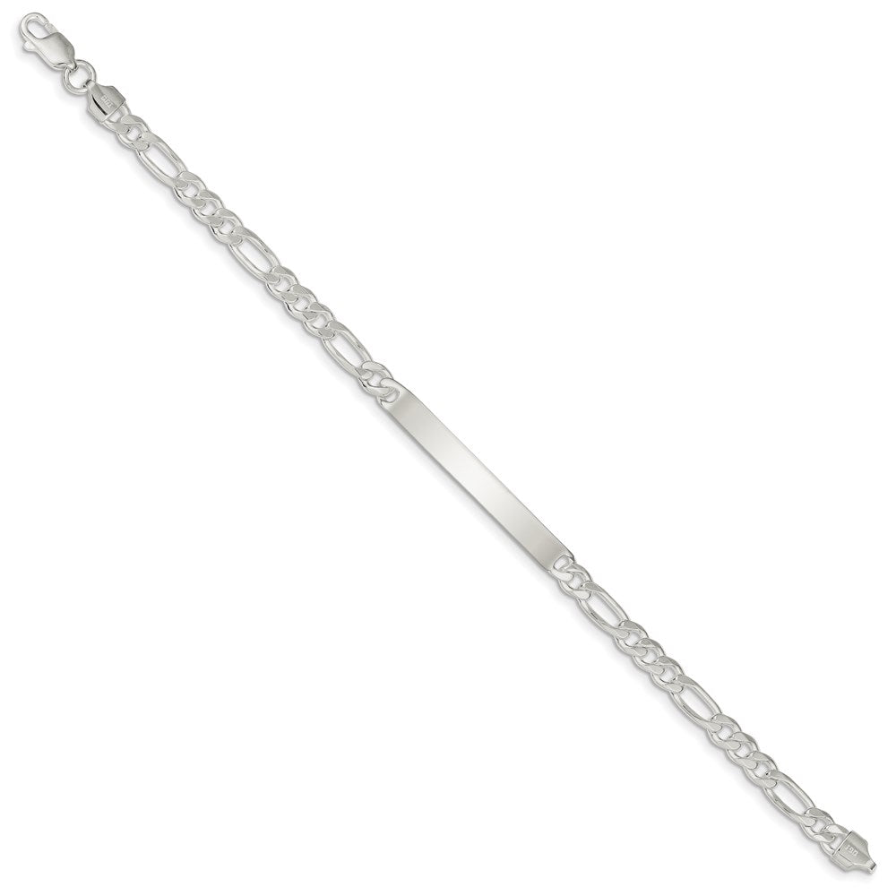 925 Sterling Silver 5mm Figaro Link ID Bracelet 8 inch