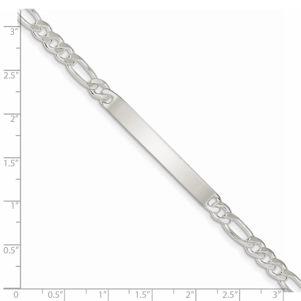 925 Sterling Silver 5mm Figaro Link ID Bracelet 8 inch