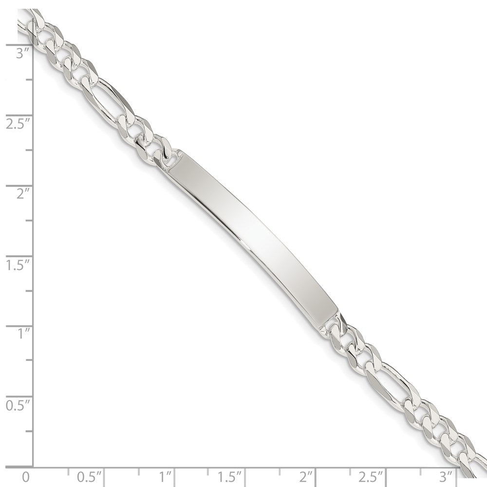 925 Sterling Silver 5mm Figaro Link ID Bracelet 8 inch