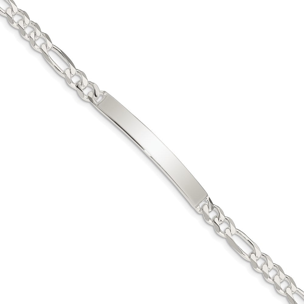 925 Sterling Silver 5mm Figaro Link ID Bracelet 8 inch