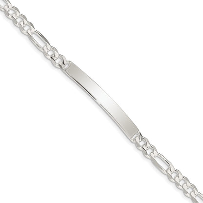 925 Sterling Silver 5mm Figaro Link ID Bracelet 8 inch