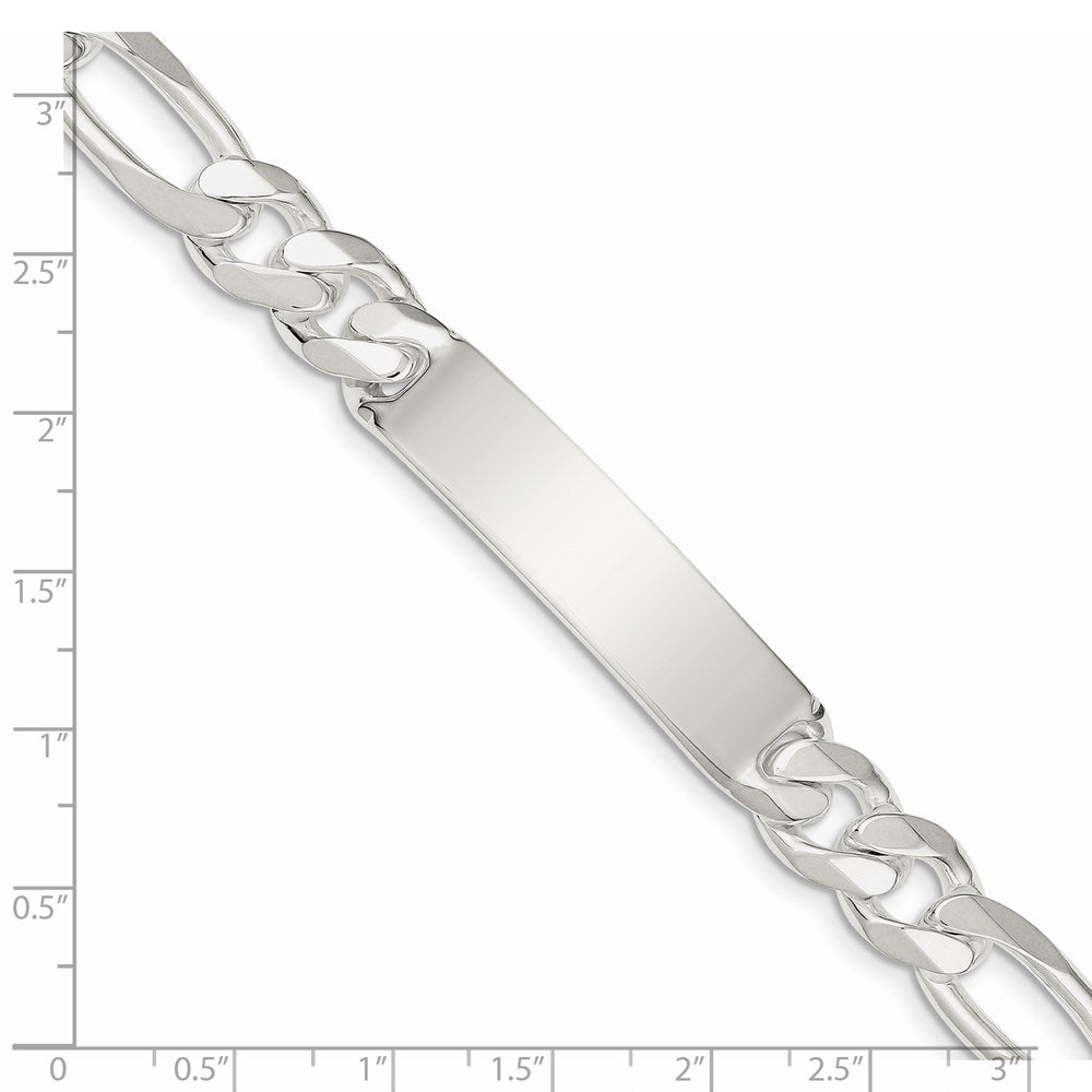925 Sterling Silver 10mm Figaro Link ID Bracelet 8 inch
