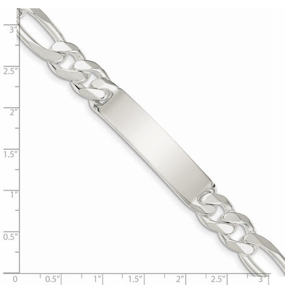 925 Sterling Silver 10mm Figaro Link ID Bracelet 8 inch