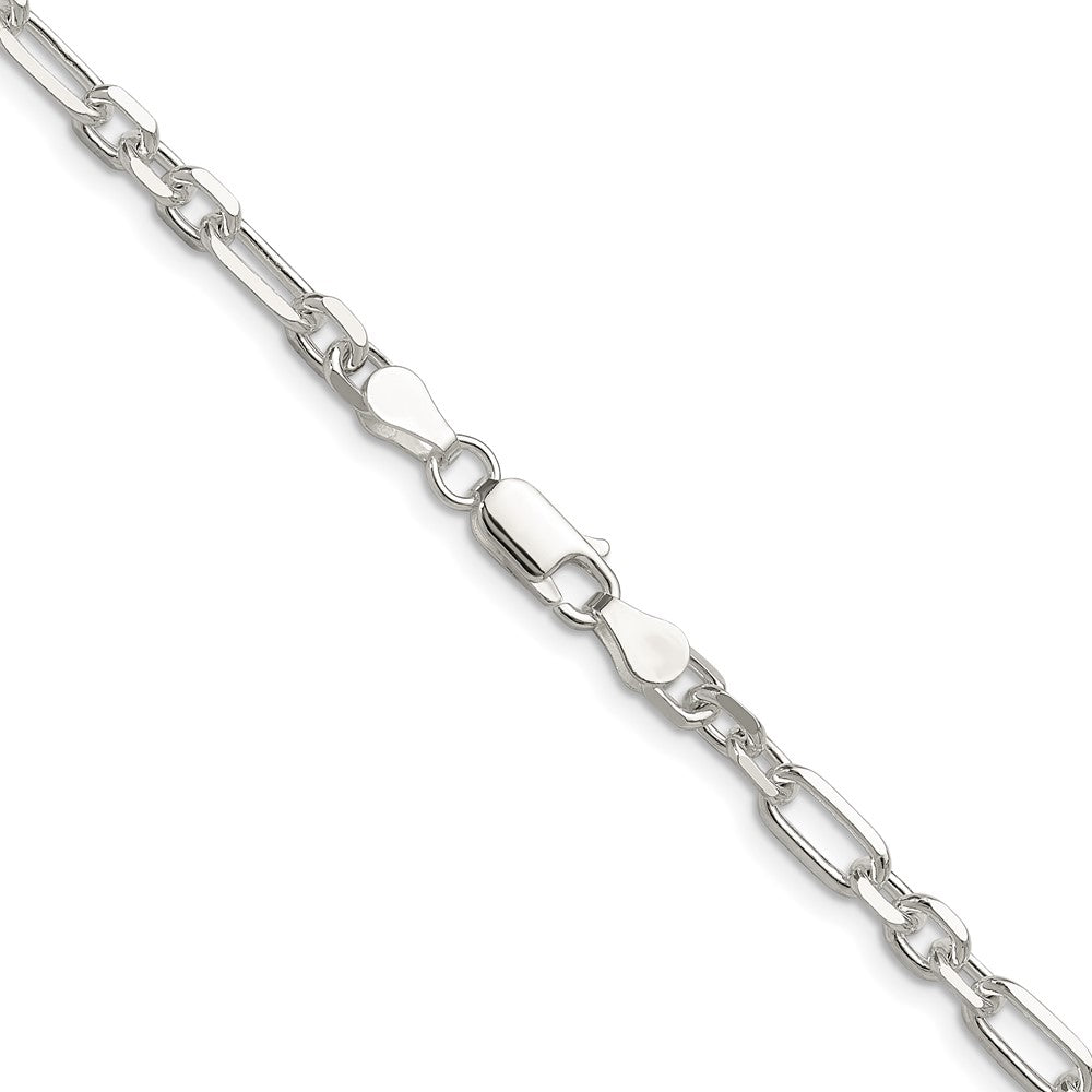 Sterling Silver D/C 4.5mm 3 Short Plus 1 Long Cable Link Chain Necklace