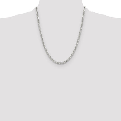 Sterling Silver D/C 4.5mm 3 Short Plus 1 Long Cable Link Chain Necklace