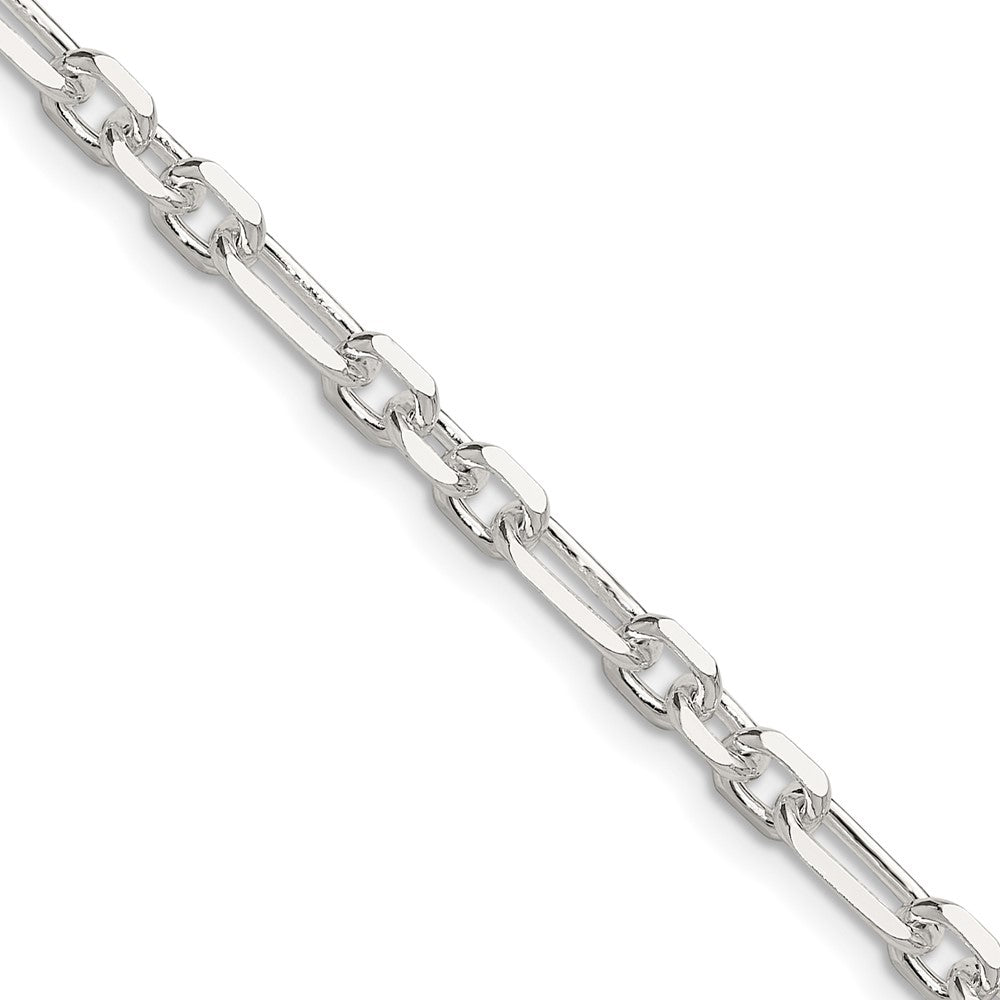 Sterling Silver D/C 4.5mm 3 Short Plus 1 Long Cable Link Chain Necklace