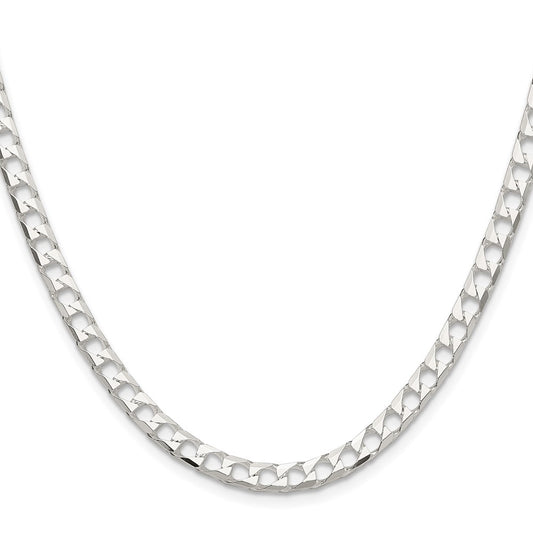 Sterling Silver 5mm D/C Square Curb Chain Necklace