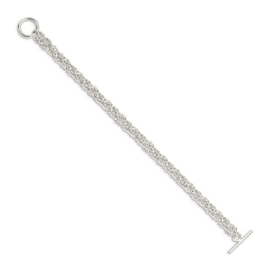 925 Sterling Silver 5.75mm Polished Fancy Link Toggle Bracelet 7.5 inch