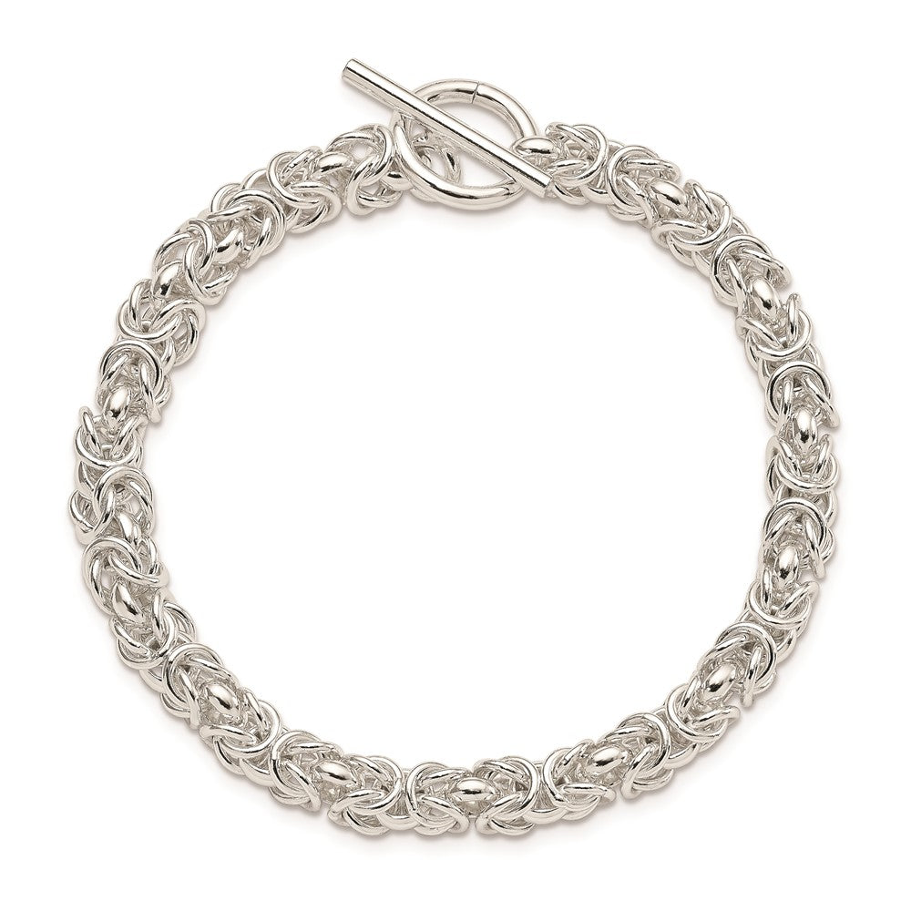 925 Sterling Silver 5.75mm Polished Fancy Link Toggle Bracelet 7.5 inch