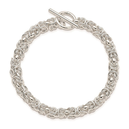 925 Sterling Silver 5.75mm Polished Fancy Link Toggle Bracelet 7.5 inch