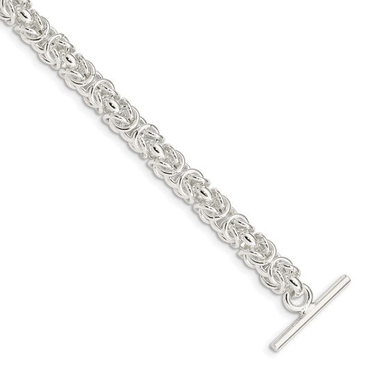 925 Sterling Silver 5.75mm Polished Fancy Link Toggle Bracelet 7.5 inch
