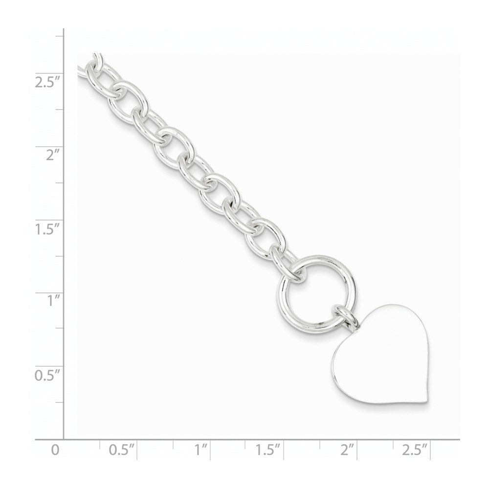 925 Sterling Silver 19mm Engraveable Heart Bracelet 7.5 inch