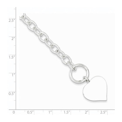 925 Sterling Silver 19mm Engraveable Heart Bracelet 7.5 inch