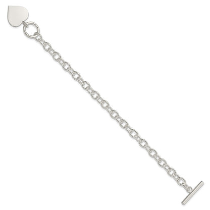 925 Sterling Silver 19mm Engraveable Heart Bracelet 7.5 inch