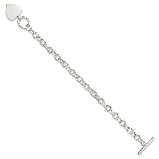 925 Sterling Silver 19mm Engraveable Heart Bracelet 7.5 inch