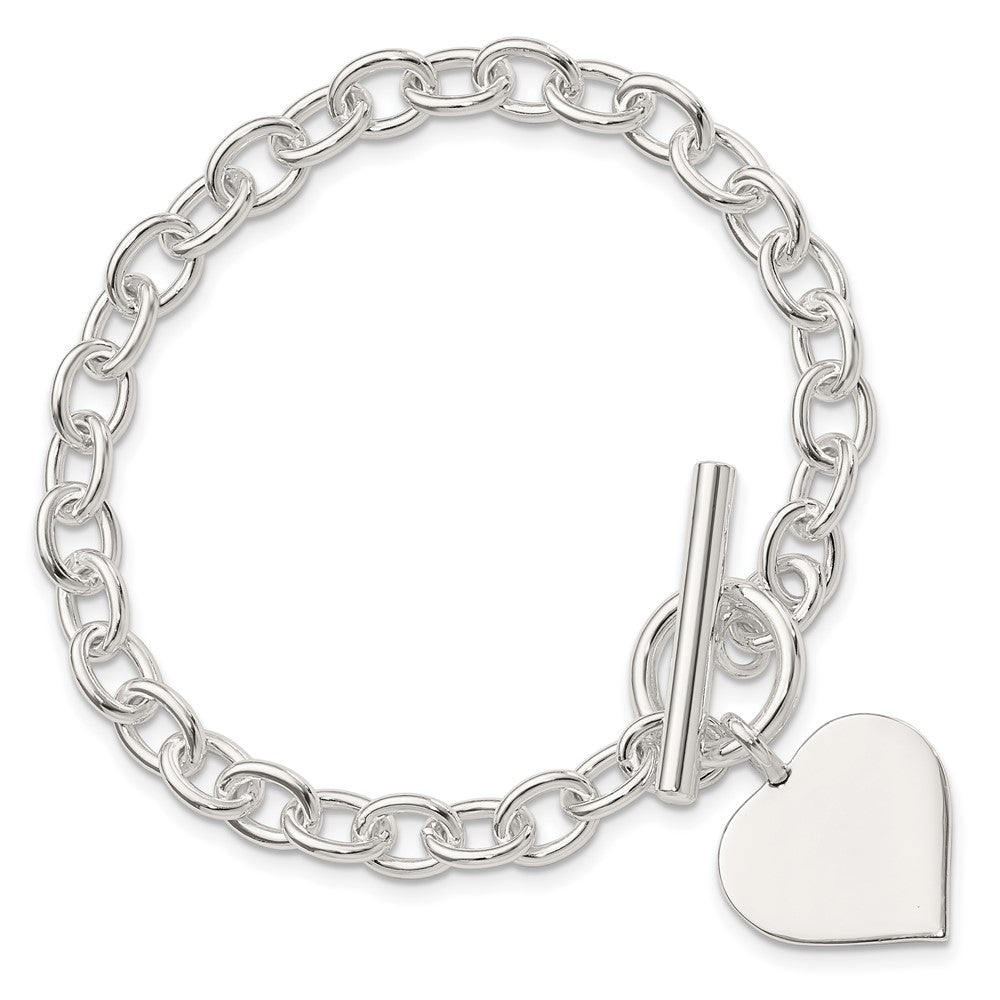 925 Sterling Silver 19mm Engraveable Heart Bracelet 7.5 inch