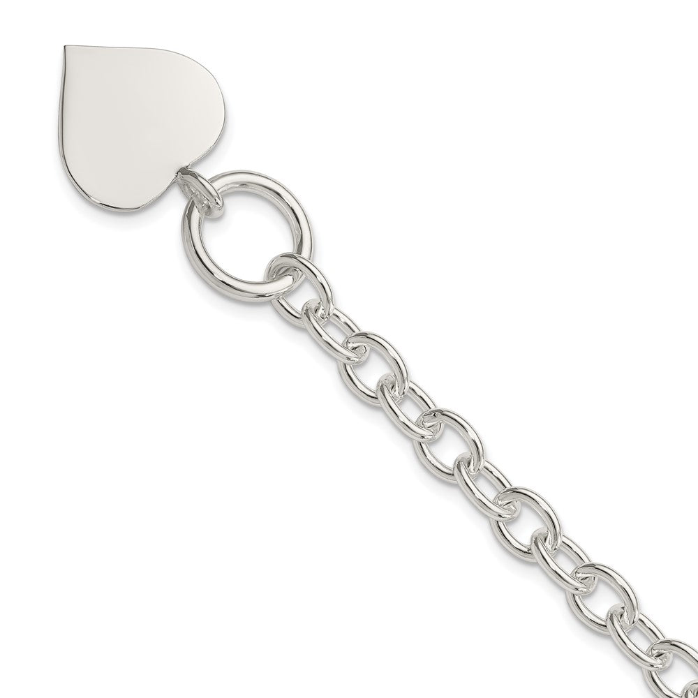 925 Sterling Silver 19mm Engraveable Heart Bracelet 7.5 inch