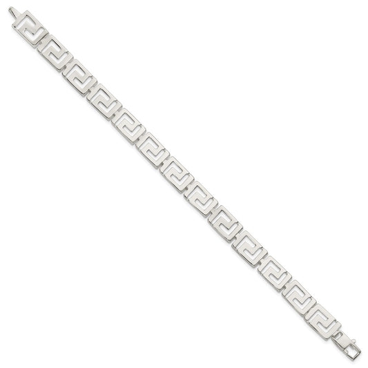 925 Sterling Silver 10mm Greek Key Bracelet 7.5 inch