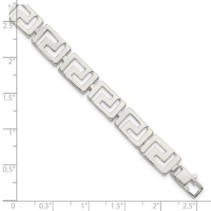925 Sterling Silver 10mm Greek Key Bracelet 7.5 inch