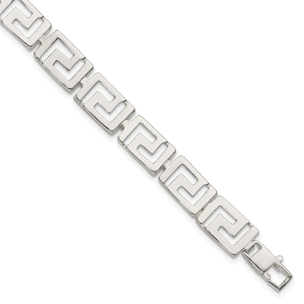 925 Sterling Silver 10mm Greek Key Bracelet 7.5 inch