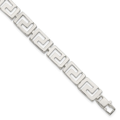925 Sterling Silver 10mm Greek Key Bracelet 7.5 inch