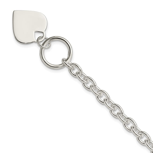 925 Sterling Silver 18mm Engraveable Heart Toggle Bracelet 8 inch