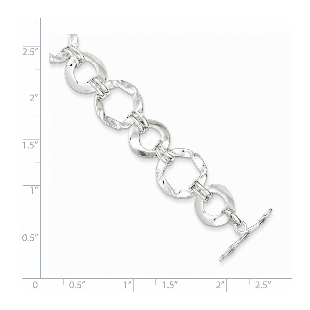 925 Sterling Silver Fancy Circle Link Bracelet 7.5 inch