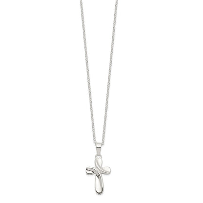Sterling Silver Cross Necklace 18"