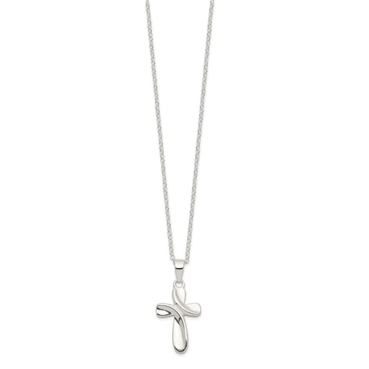 Sterling Silver Cross Necklace 18"