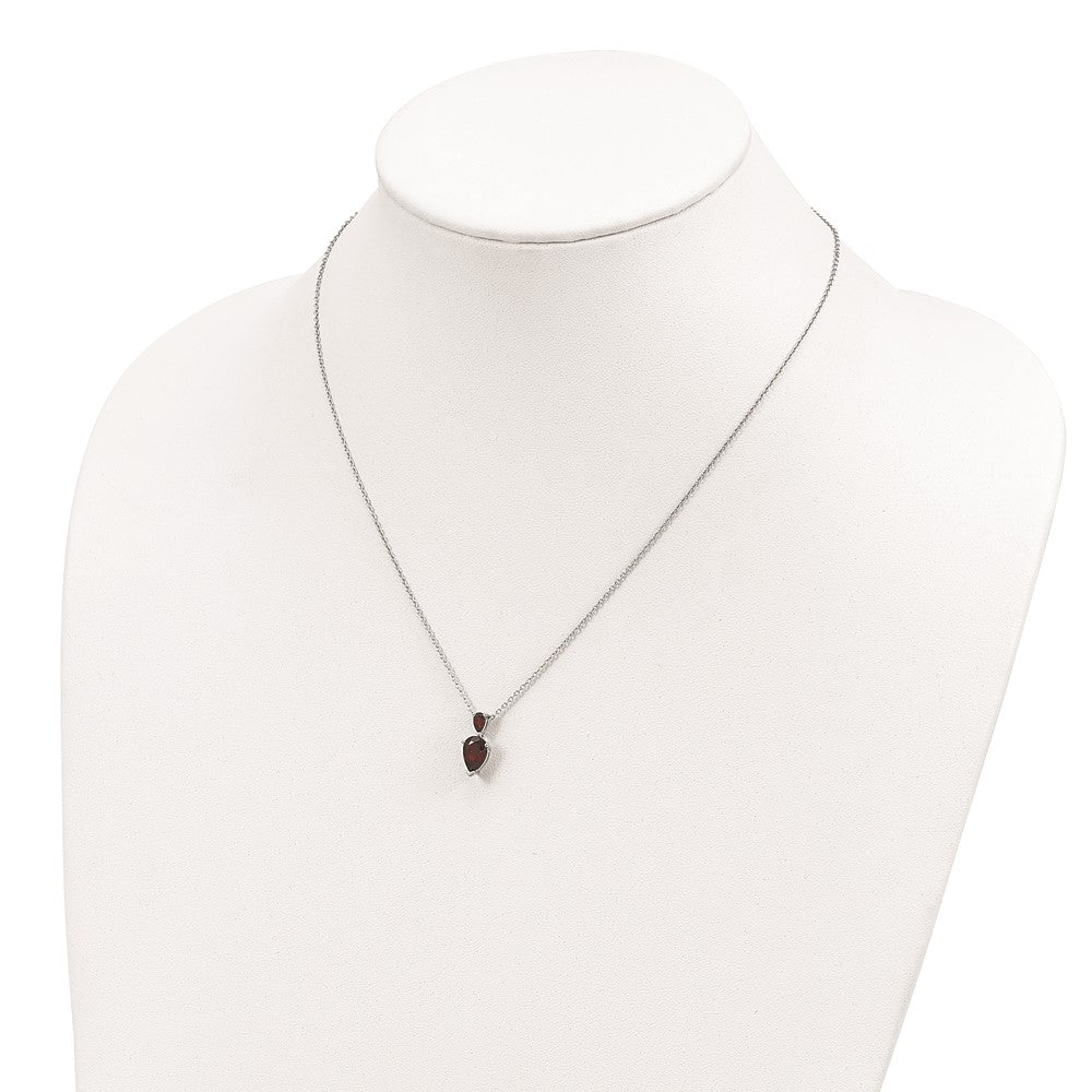 Sterling Silver 14K Gold Accent Garnet Necklace 20"