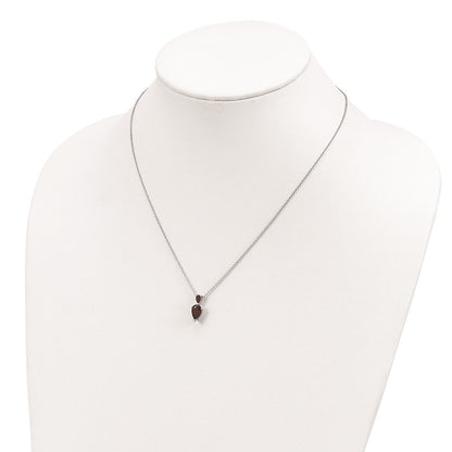 Sterling Silver 14K Gold Accent Garnet Necklace 20"