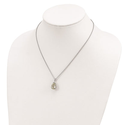 Sterling Silver 14K Gold Accent Green Quartz Necklace 20"