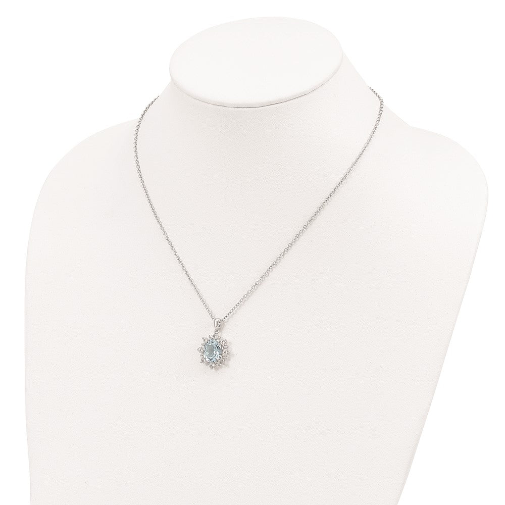 Sterling Silver 14K Gold Accent Sky Blue Topaz and White Topaz Necklace 20"